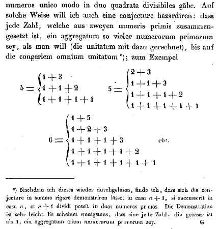 Lettera di Goldbach a Euler