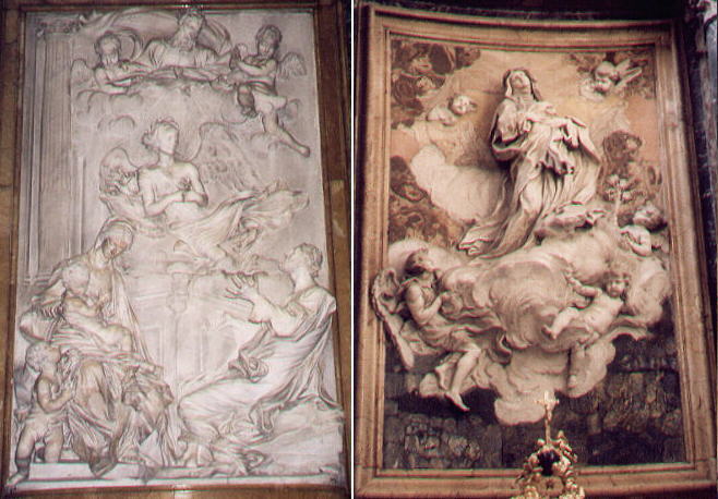Reliefs by Antonio Raggi in S. Andrea della Valle and by Melchiorre Caffa in S. Caterina a Magnanapoli