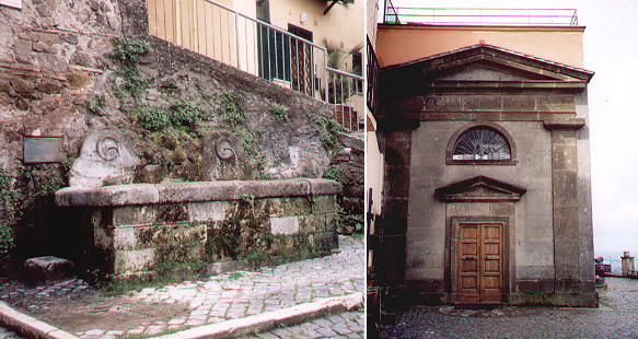 Fountain in Piazza Vecchia and Chiesa del Crocifisso