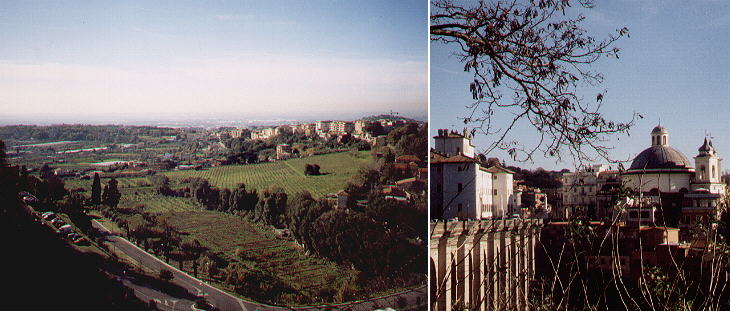 Vulcanic valley near Ariccia and view from the end of the bridge