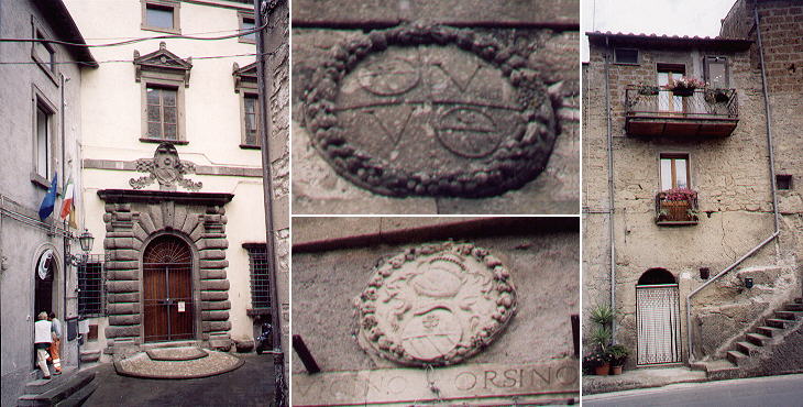 Renaissance portal of Palazzo Orsini; coats of arms of Vicino Orsini; where his subjects lived