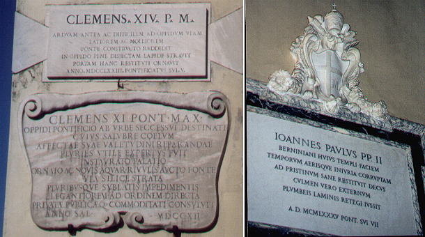 Inscriptions celebrating works done by the popes