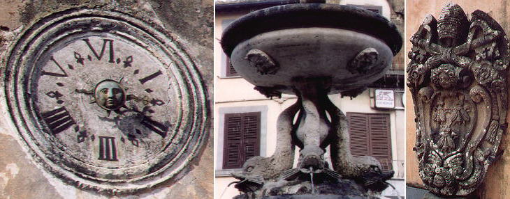 Clock, Fountain and coat of arms of Urbanus VIII