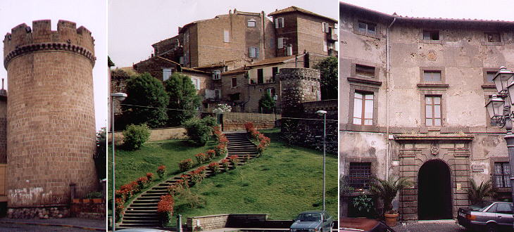 Surviving tower of the old fortress; access to Vetralla; Palazzo Franciosoni