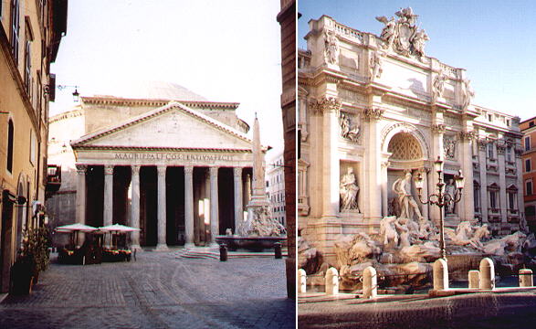 Pantheon and Fontana di Trevi