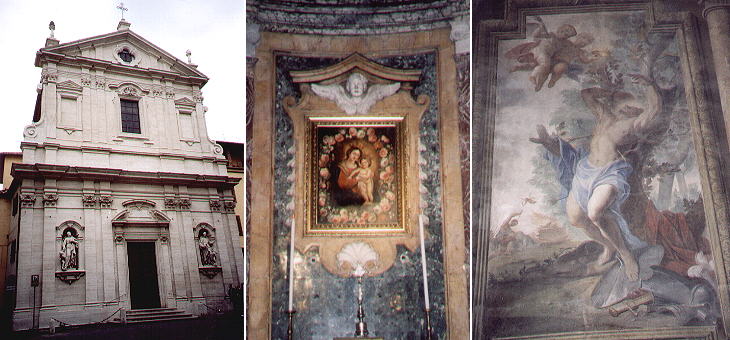 Chiesa del Ges, one of the altars and a painting attributed to Pietro da Cortona