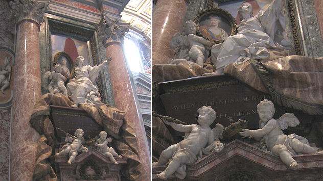 Monument to Queen Maria Clementina Sobieska (1742) by Filippo Barigioni and Pietro Bracci in S. Pietro