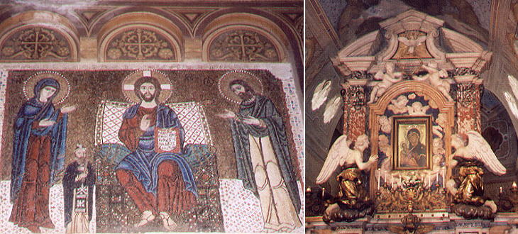Mosaic above the entrance and main altar