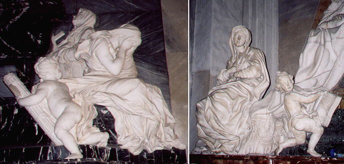 Justice by Giovan Antonio Mari in S. Maria sopra Minerva and Religion by Filippo Carcani in S. Maria Maggiore