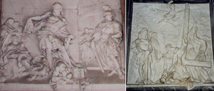 Decollazione del Battista by Filippo Della Valle in S. Giovanni in Laterano 
and Crocifissione di S. Pietro in S. Paolo alle Tre Fontane