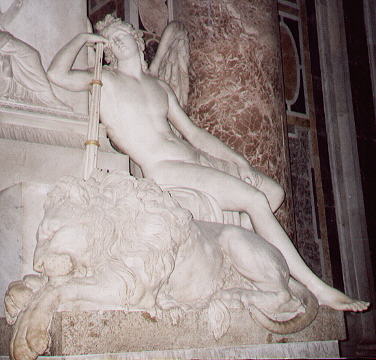 Angel of Death and Mildness by Antonio Canova (1792) in the Monument to Clemens XIII
