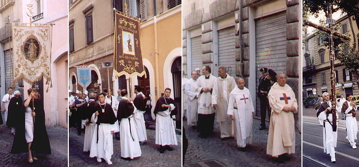 Members of the brotherhoods following the cross 