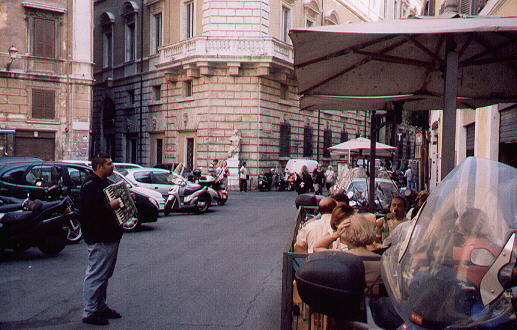 A busker in Piazza Pasquino