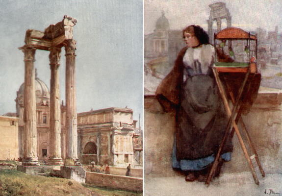Tempio di Vespasiano and a girl selling birds