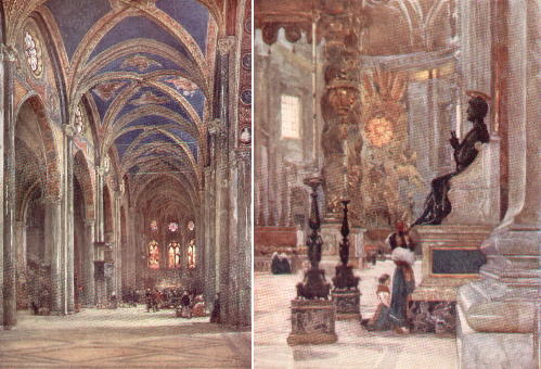 Interiors of S. Maria sopra Minerva and of St. Peter's