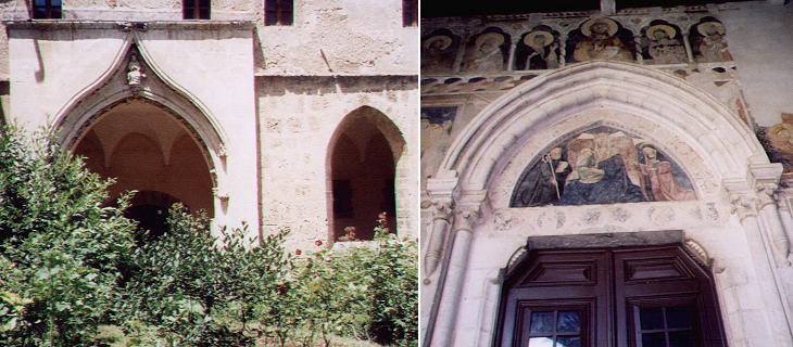 S. Scolastica: Gothic cloister and portal of the church