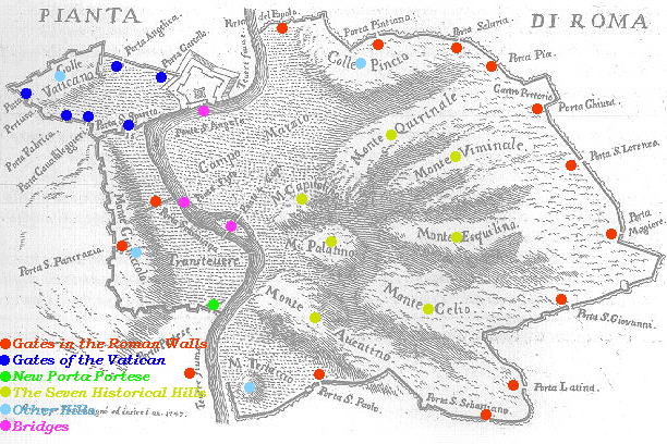 Rome City Walls Map Map Of The Walls Of Rome