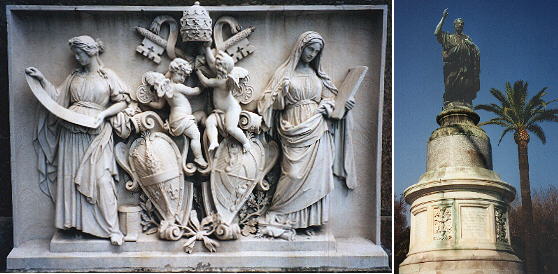 Relief of the two popes and statue of St Peter
