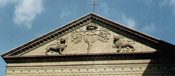 Detail with the lions of Viterbo and the oak of the pope