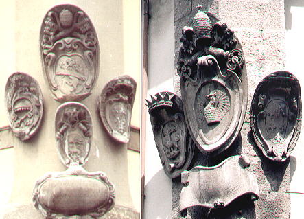 Papal coats of arms in the streets of Viterbo