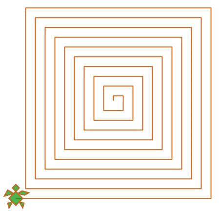 Turtle spirale quadrata