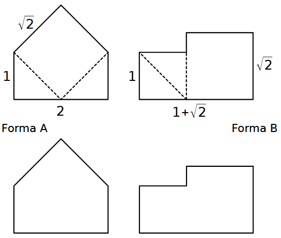 Dissezione pentagono non regolare in due quadrati